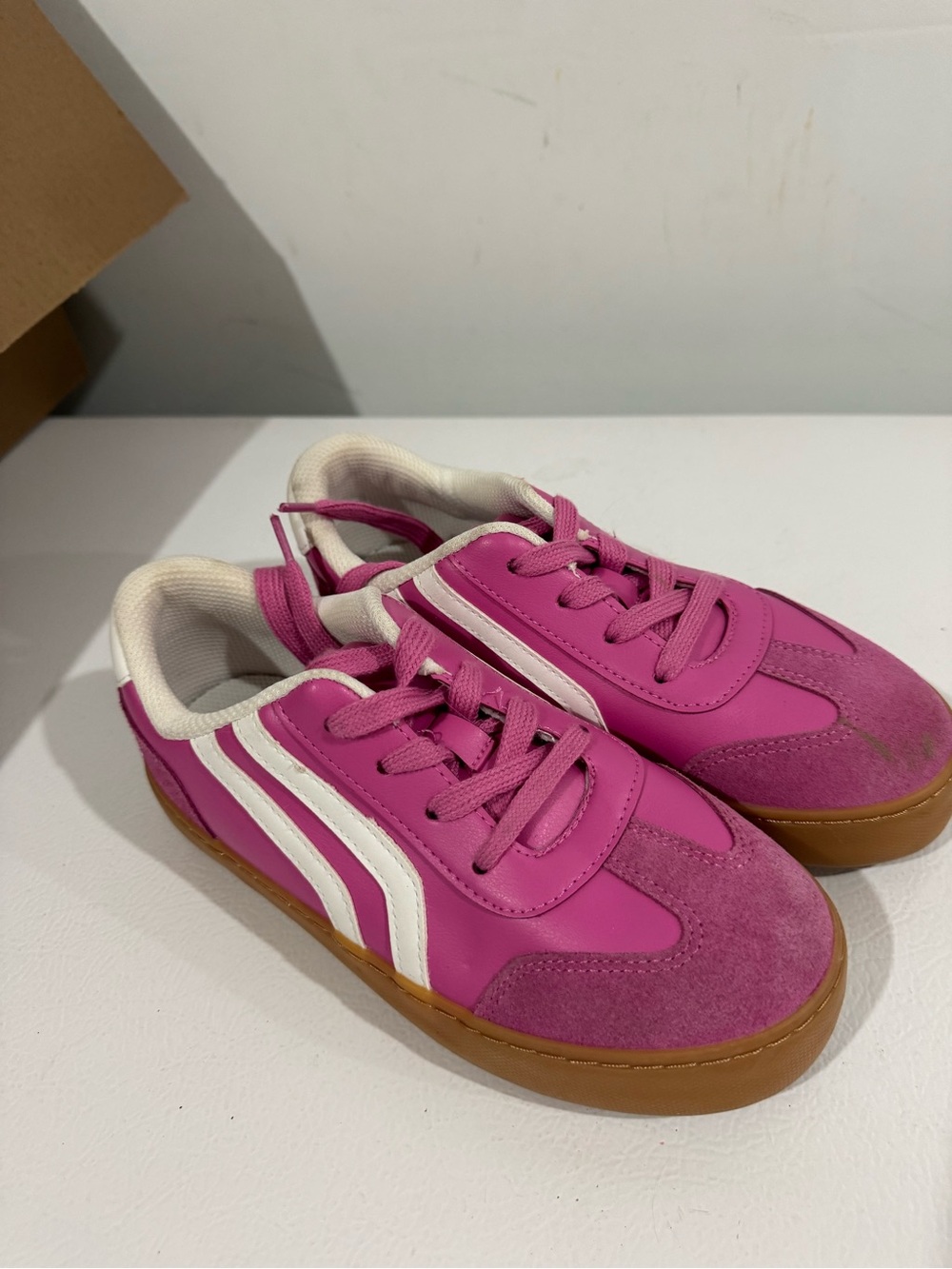 Cat & Jack Fuchsia Sneakers with White Stripes